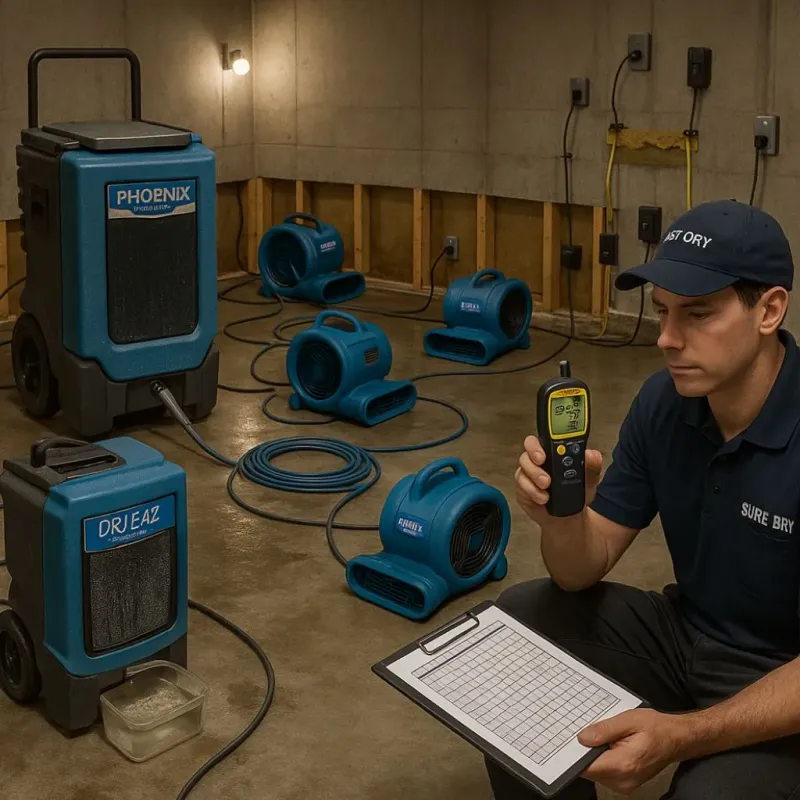 Structural Drying and Dehumidification process in New Canaan, CT